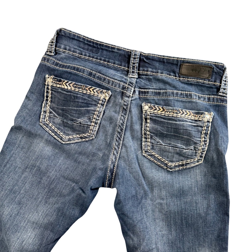 Daytrip Virgo Bootcut Jeans Women 30R Y2K Boho Western Indie Embellished Raw Hem